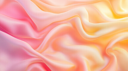 Fototapeta premium Soft silky fabric texture in pastel shades of pink, yellow, and cream, perfect for backgrounds and design
