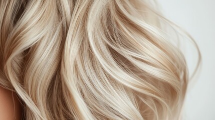 The image captures a close-up view of wavy blonde hair with natural highlights, emphasizing the texture and movement of the strands, displaying a touch of elegance and charm.