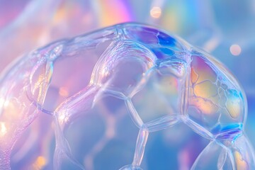 Close-Up of Vibrant Soap Bubbles with Detailed Iridescent Patterns