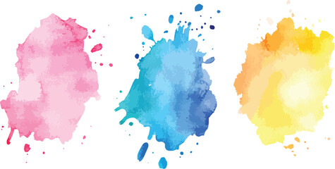 watercolor vector splashes, spot stain dot ink stroke pastel dye splash watercolor paint poster purple artistic graphic.