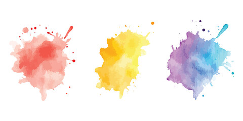 watercolor vector splashes, Set of abstract mint green watercolor water splash on a white background.