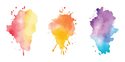 watercolor vector splashes, Set of abstract mint green watercolor water splash on a white background.