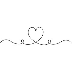 Heart icon  continuous one line drawing outline vector illustration 
