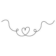 Heart icon  continuous one line drawing outline vector illustration 