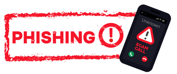 Alert scam call mobile smartphone scam call or video call notification with grunge stamp written the sentence PHISHING text sign symbols vector illustration eps editable text © prabowo