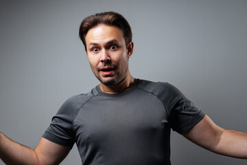 Young man lost something emotional portrait