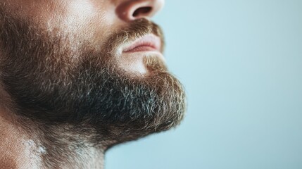 Obraz premium The image is a close-up shot focusing on a beard, showcasing the intricate details and texture of the facial hair, displaying a rugged and masculine aesthetic with clarity.