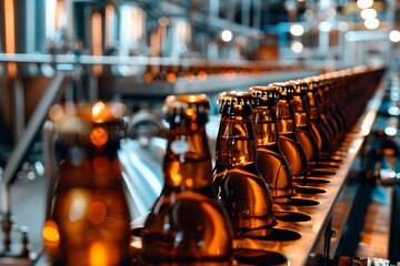 Automated brewing process in a smart brewery, with AI controlling fermentation, bottling, and quality assurance.