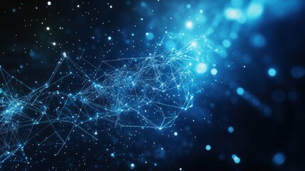 Obraz premium Abstract Blue Network with Glowing Points and Lines