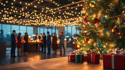 A festive office holiday party in progress