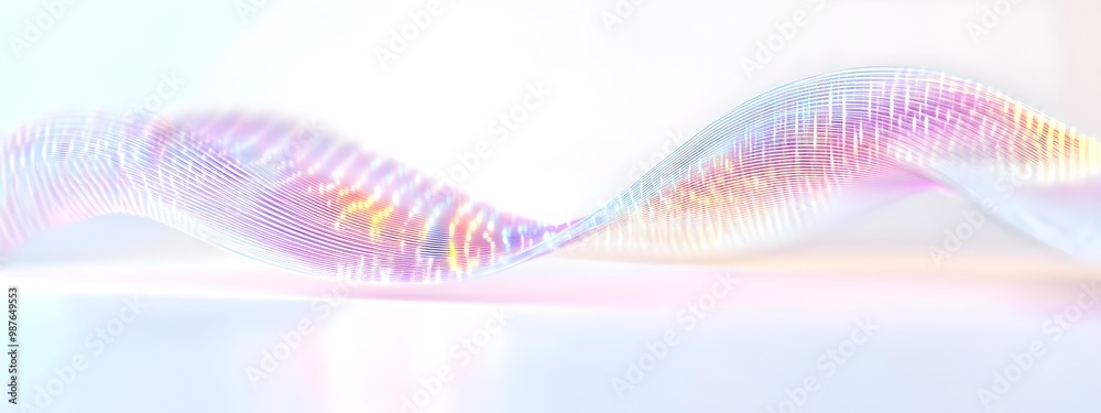 Poster smooth flowing abstract light wave with frequency spectrum visualization