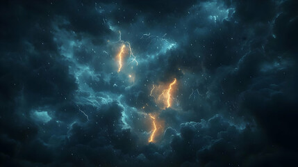 Fototapeta premium Dark Storm Clouds with Lightning Illustration