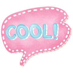 Cute speech bubble with message COOL isolated on transparent background
