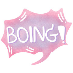 Cute speech bubble with message BOING isolated on transparent background