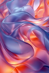 Abstract digital art featuring swirling, flowing shapes in vibrant shades of blue, orange, and pink.