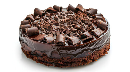 chocolate cake, Chocolate cake on isolated white background.