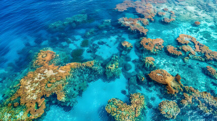 Obraz premium Aerial View of a Vibrant Coral Reef in the Ocean