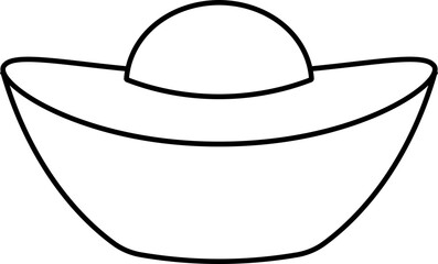 Chinese Gold Ingot outline vector.
Gold Ingot yuanbao coloring page svg.