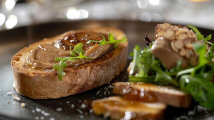 Sauternes Pâté de Foie Gras: Creamy foie gras with Sauternes, almond bread, and jelly