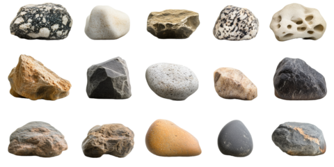 Natural Stones and Pebbles Collection. A variety of natural stones and pebbles with unique textures and colors, perfect for nature, geology, and landscaping themes