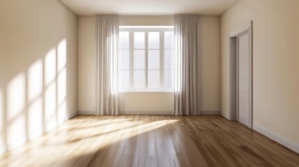 Fototapeta premium Sunlight Streaming into a Minimalist Room