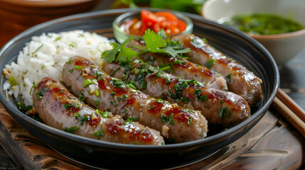 Grilled Sausage with Rice A Savory Vietnamese Dish