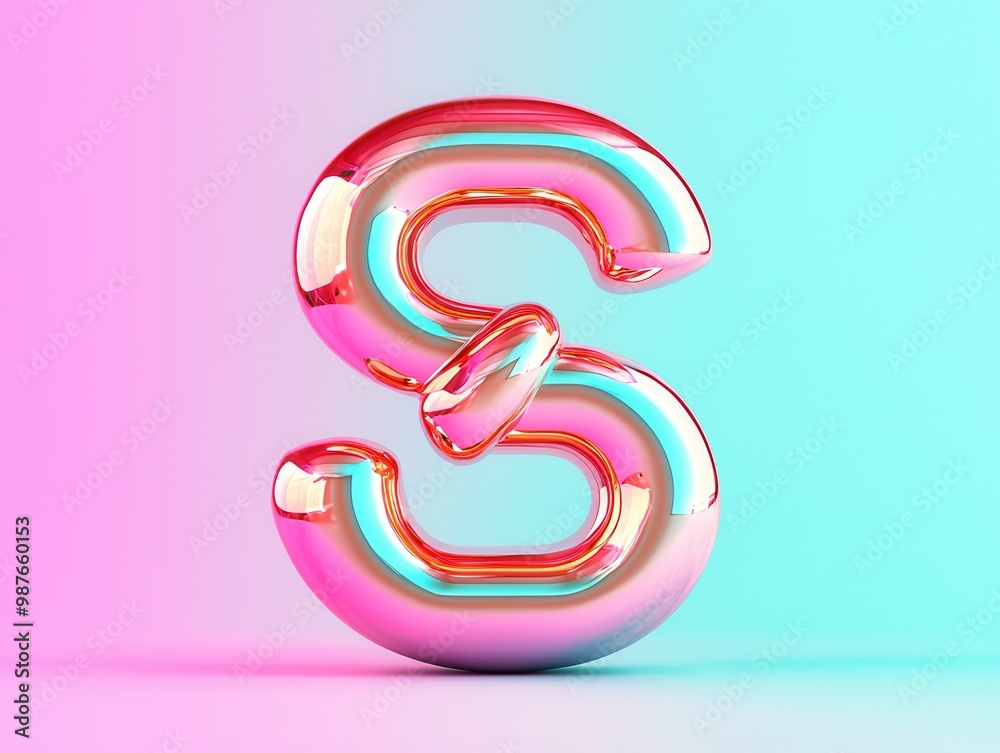 Wall mural 3D Rendered Letter S in Pink and Blue Gradient