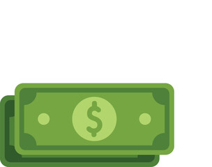 This minimalist illustration of two green dollar bills is perfect for representing financial concepts
