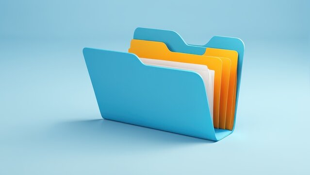 A blue folder with multiple colored tabs, used for organizing documents and files.