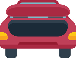Red car with open empty trunk showing rear view in flat design style © anatolir