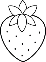 Thin Line Strawberry with Leaf Vector Art for Kids Coloring Book
