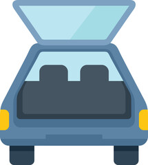 Open car trunk with empty space for luggage, back view, transportation concept