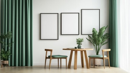Fototapeta premium Minimalist Interior Design with Green Accents