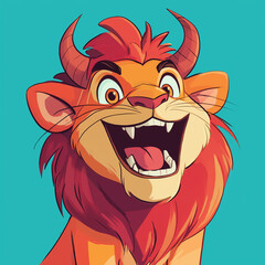 Obraz premium The cute orange cartoon lion, game character, Illustration