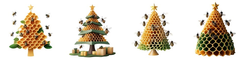 Creative honeycomb Christmas tree designs, perfect for holiday decoration inspiration and festive artistic projects.