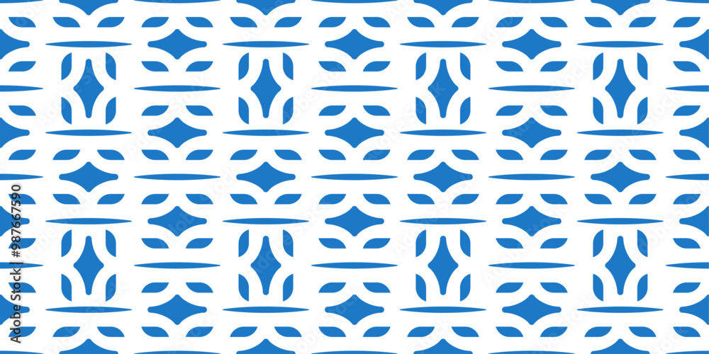 Poster Pattern with blue alternating shapes. Block and simple diagonal pattern.