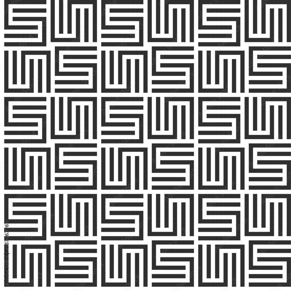 Poster Symmetric lines lattice. Vector monochrome tiled background. Repeating geometric and symmetric ornament. Modern stylish texture.