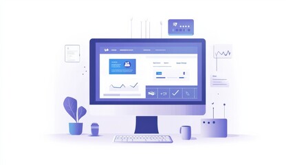 A modern e-learning platform displayed on a computer, showcasing interactive courses, quizzes, and progress tracking tools in a sleek, user-friendly interface