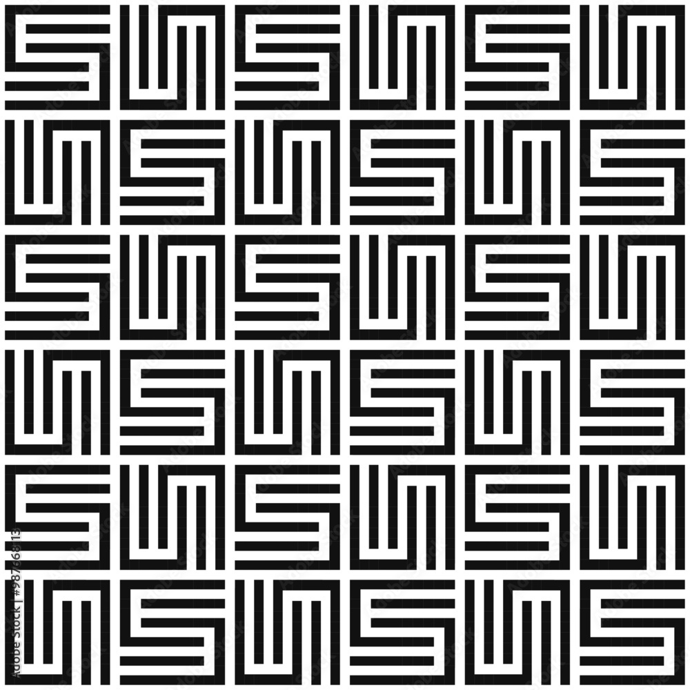Poster Repeating geometric and symmetric ornament. Modern stylish texture. Symmetric lines lattice. Vector monochrome tiled background.