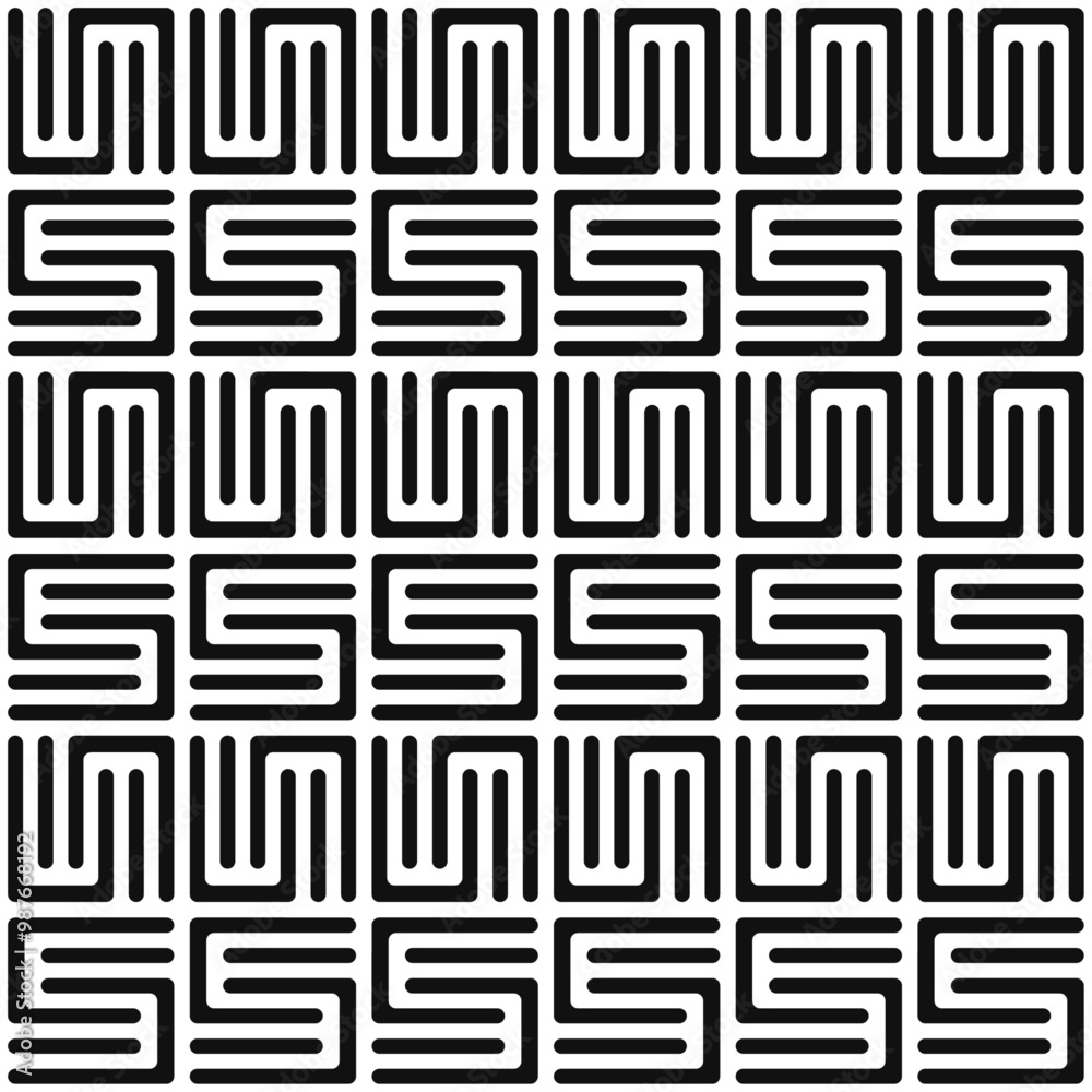 Poster A pattern of two alternating rows. Vector pattern with monochrome tiles.