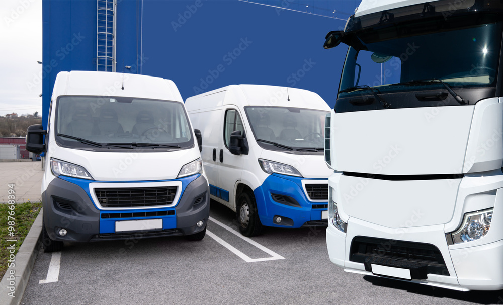 Sticker Semi truck and delivery vans. Commercial fleet