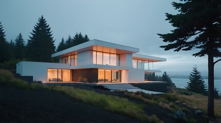 Modern and Contemporary Facade, Luxury Exterior Design, Detailed Design, Lighting,