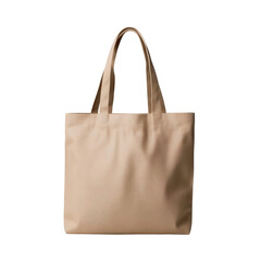 Tote bag, beige fabric, white isolated background