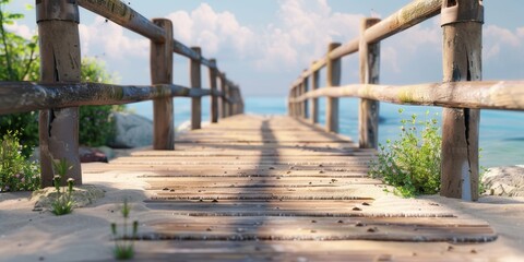 Fototapeta premium Wooden Bridge Leading to the Ocean