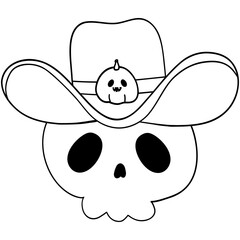 Cute cowboy skull outline perfect for Halloween decor and fun costume designs with spooky western art