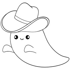Cute cowboy ghost outline perfect for Halloween decor and fun costume designs with spooky western art