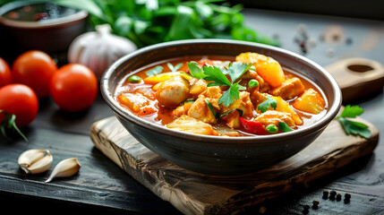 Chicken and Vegetable Stew in a Bowl Delicious Homemade Comfort Food