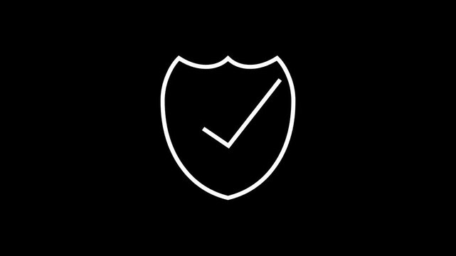  shield icon animation with check mark, tick mark verified icon, Success, correct or right choice ico