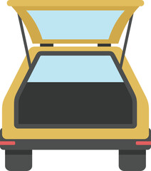 Simple vector illustration of a yellow car with an open trunk on a white background © anatolir