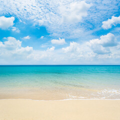 tropical beach with blue sky